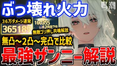 【鳴潮】超ゴリ押し最強「ザンニー」使い方簡単解説、無凸・２凸・完凸比較、おすすめ音骸/編成/フィービー/おすすめ凸【Wuthering Waves】#鳴潮 #鳴潮RALLY