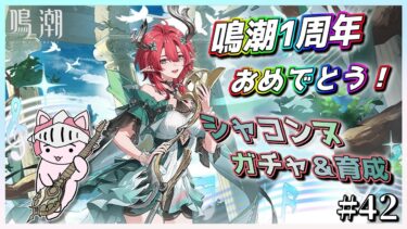 【#鳴潮】 #42 鳴潮1周年おめでとう！新キャラ「シャコンヌ」ガチャ＆育成やるぞ！音骸厳選もちょっとやって廃墟SSSチャレンジ！